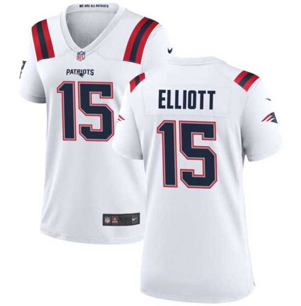 Women%27s New England Patriots #15 Ezekiel Elliott White Stitched Jersey Dzhi